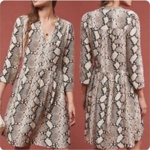 Anthropologie Maeve Juno Snakeskin Print Dress